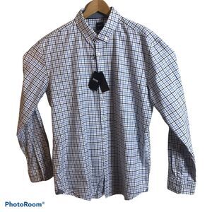 BOSS Hugo Boss LS Check Slim Fit Shirt 100% Cotton Blue Black Size XXL $118